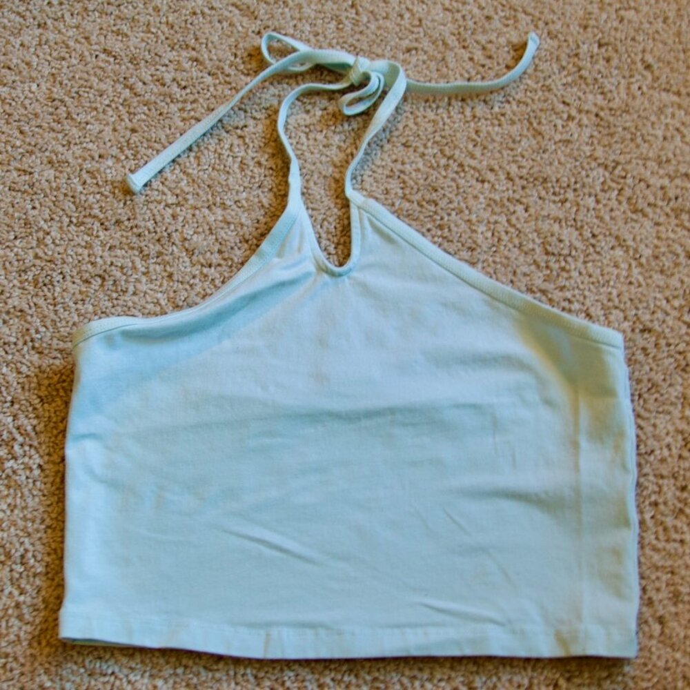 Sunday Best Light Blue Cropped Halter Top - Size M